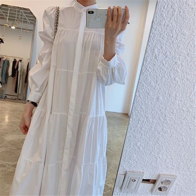 Women's Fashion Puff Sleeve Shirt Dress