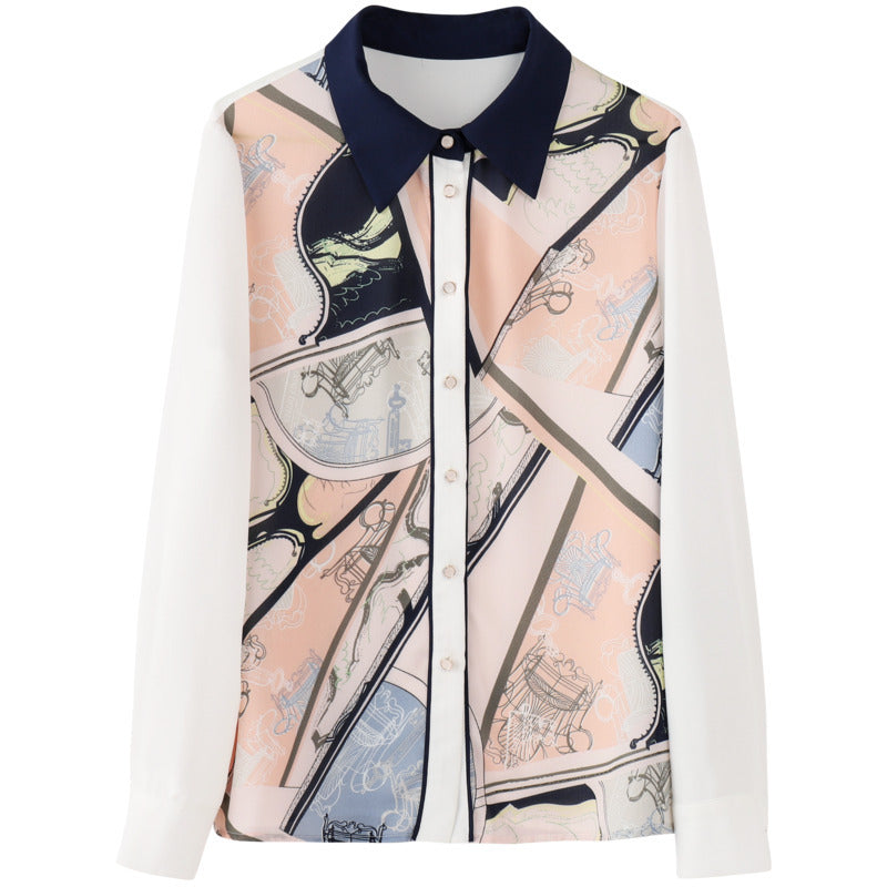 Cardigan lapel printed shirt