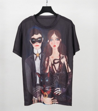 T-Shirt mit Bruder- und Schwester-Aufdruck, Nachtpaar-Maskerade-Cartoon-Charakter-Rock