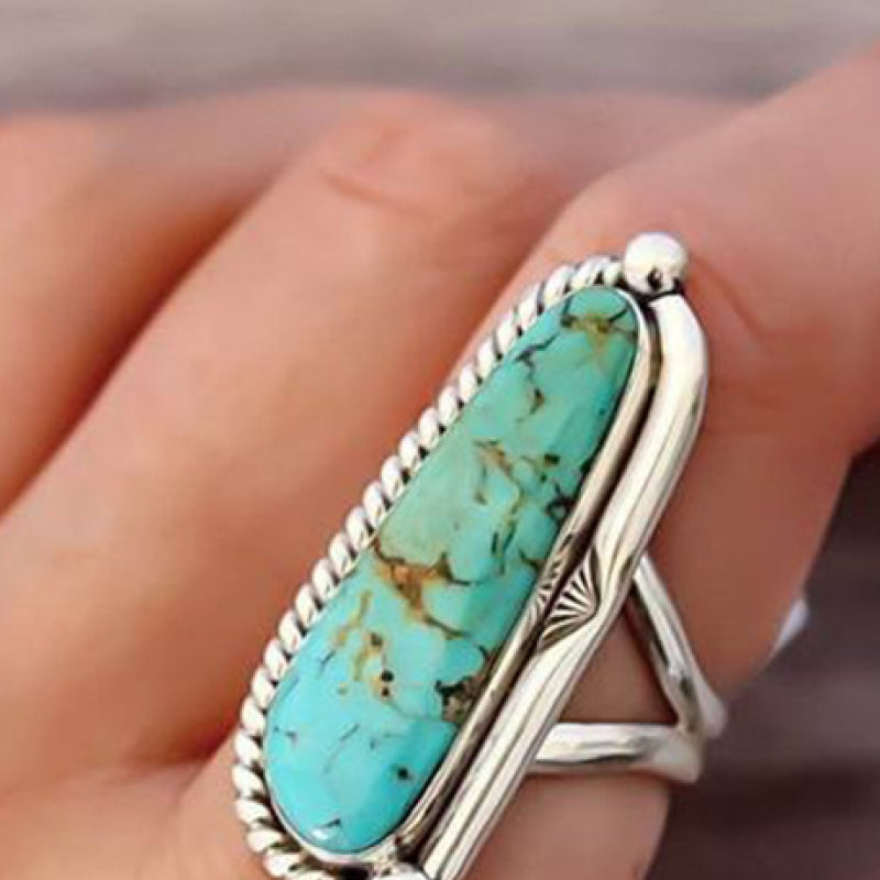 Artificial Turquoise Alloy Ring