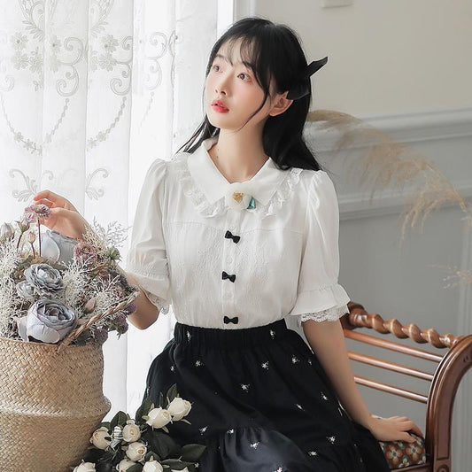 Sweet Lace Doll Collar White Shirt Niche Design Top