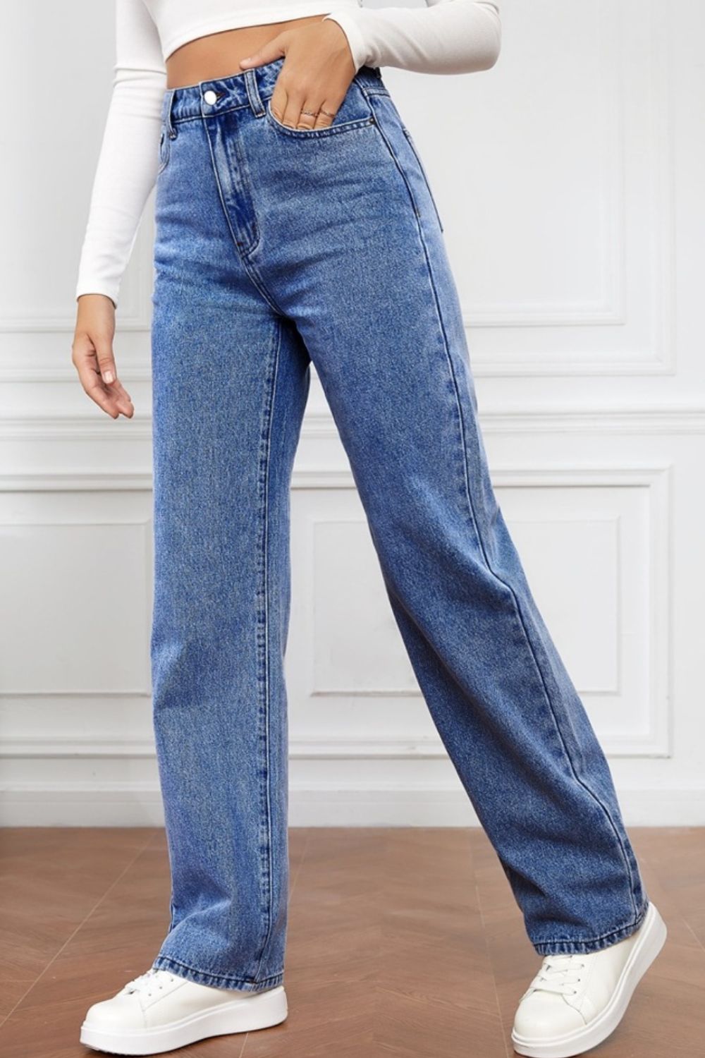 Gerade Jeans mit hoher Taille