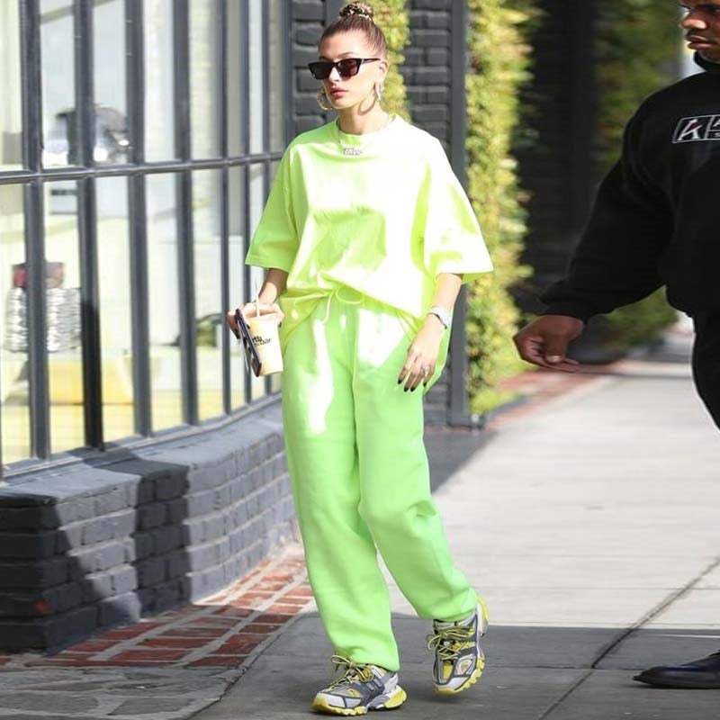 Fluorescent green shirt loose and thin bf wind