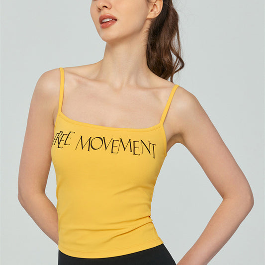 Einteiliges, dünnes, einfarbiges Workout-Oberteil mit Brustpolster für Damen
