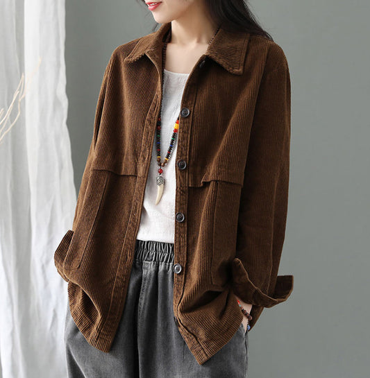 Casual Cardigan Loose Corduroy Jacket