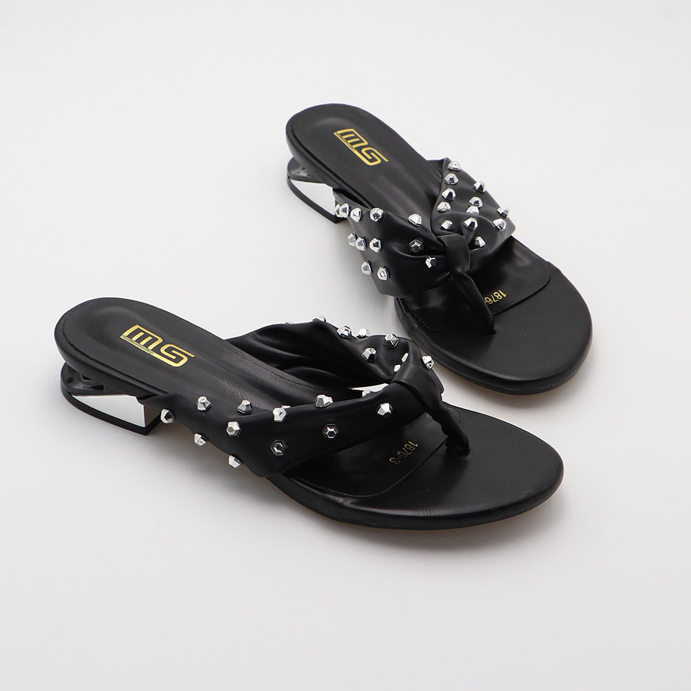 Flip-Flops Strass Flache Hausschuhe Alle-matching Bequeme Einfache