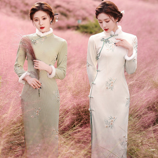 Women's Fashion Slim-fit Gentle Cheongsam Design Slim Dress