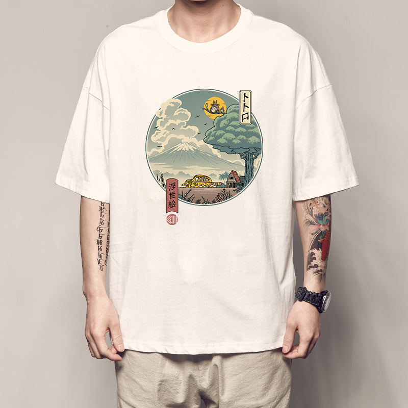 Baumwoll-Kanagawa-Surf-T-Shirt