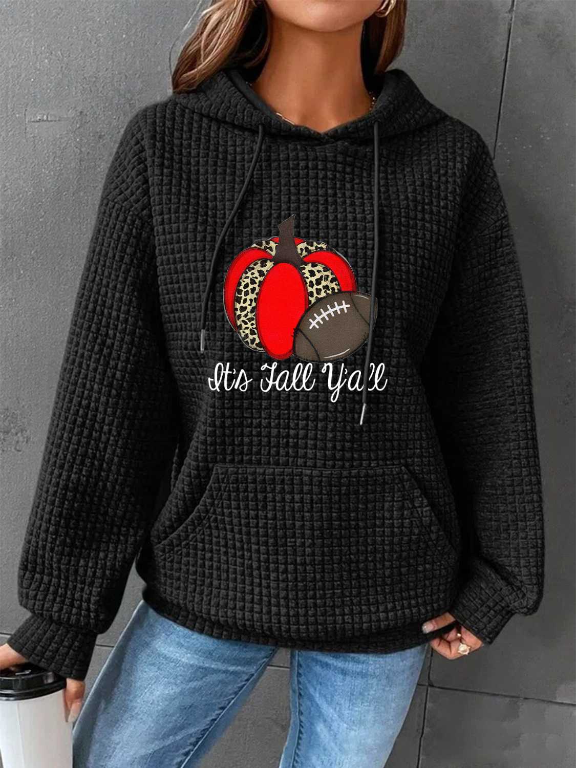 Herbstlicher Kapuzenpullover mit Grafik und Vordertasche