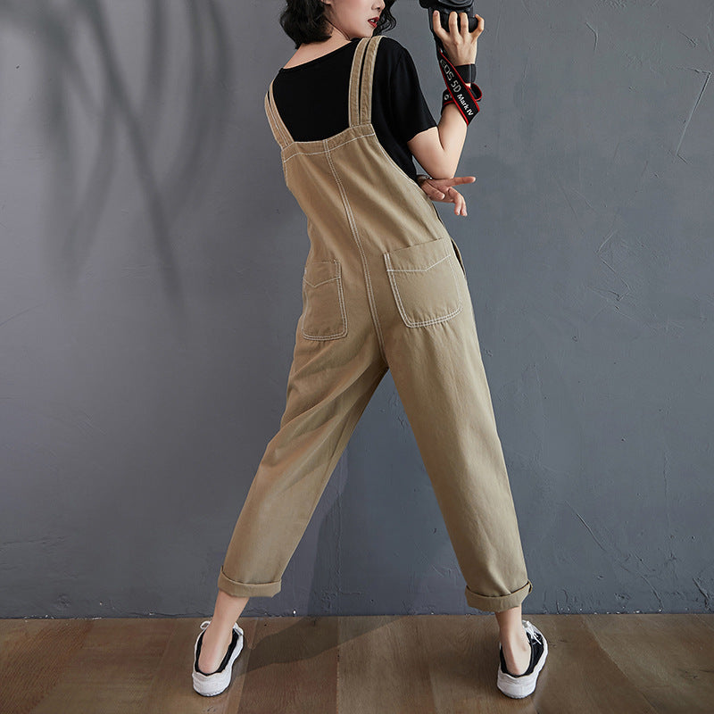 Summer New Loose High Waist Denim Overalls