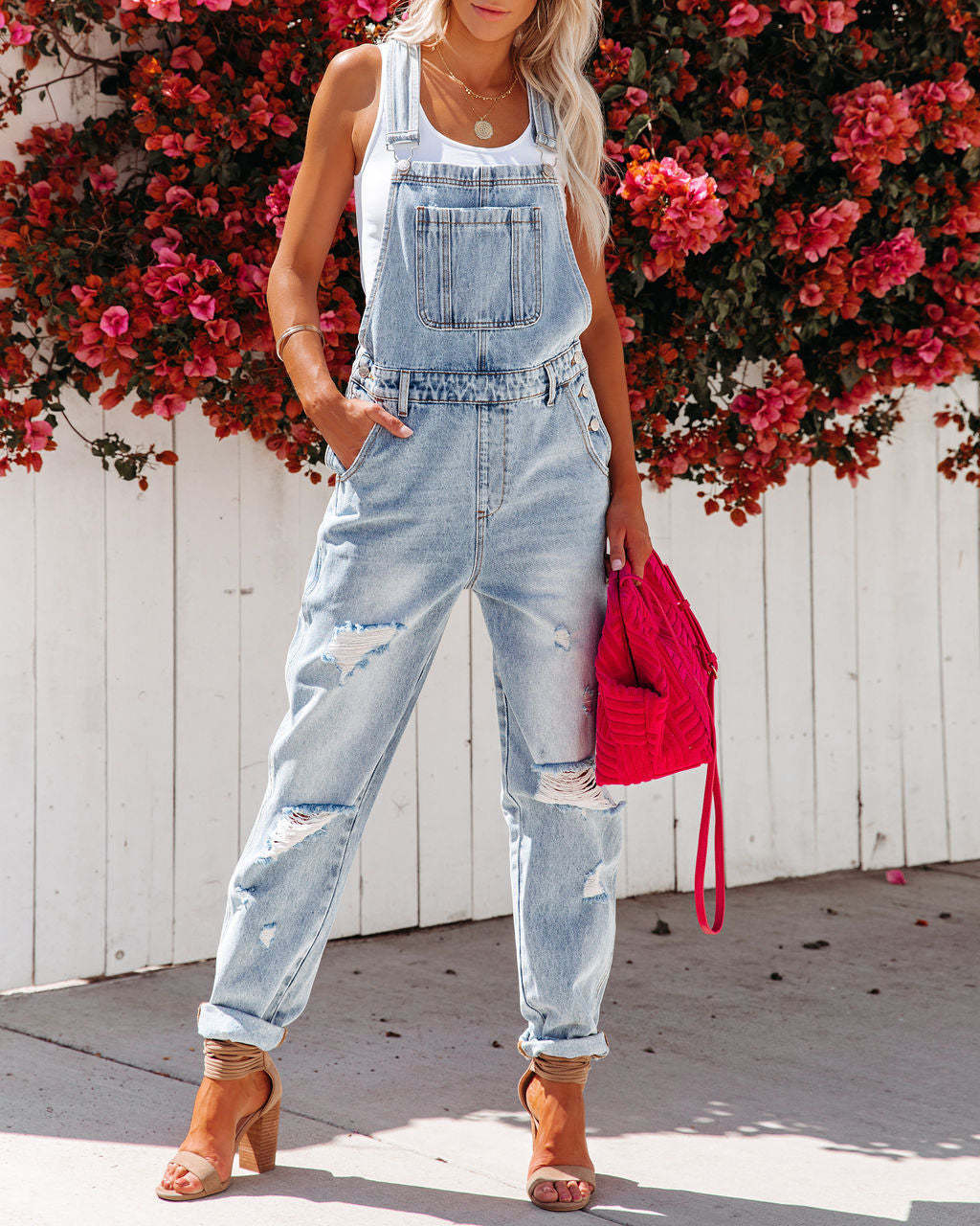 Denim-Jumpsuit für Damen mit Schulterträgern