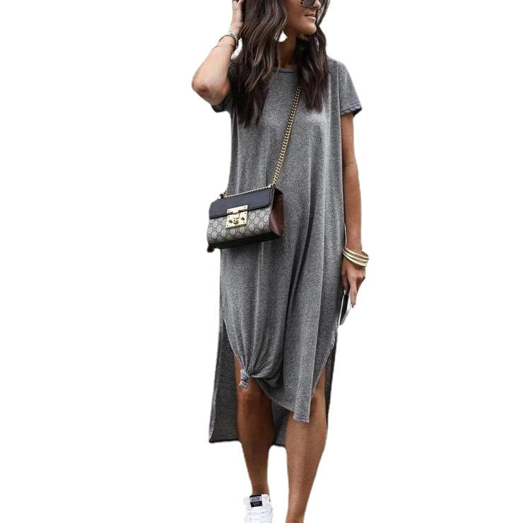 Solid Color Homewear Long Dress