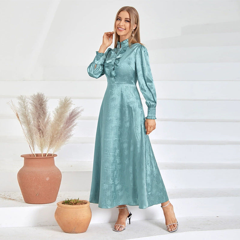 Herbstmode Casual Rollkragen Langes Kleid