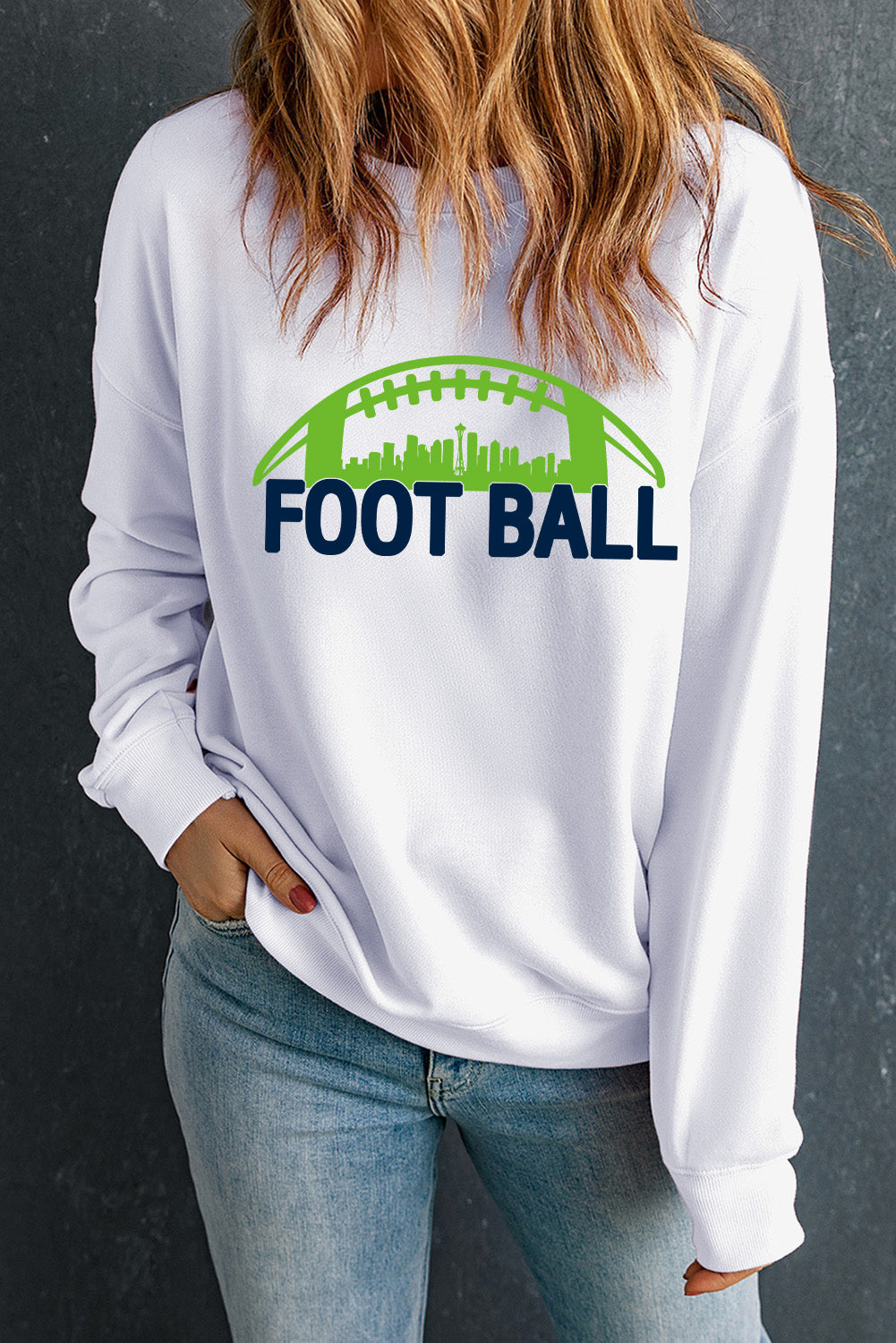 Langarm-Sweatshirt mit FUSSBALL-Grafik