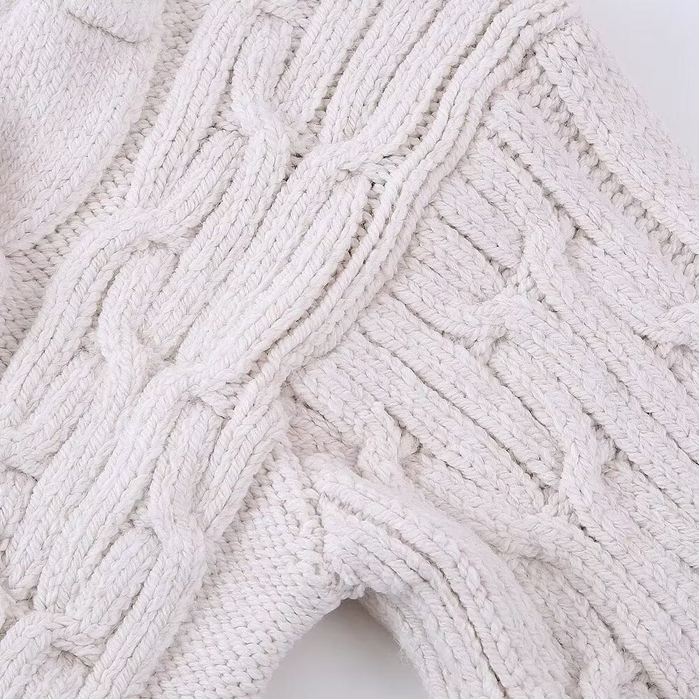 Women's White Knitted Cardigan Coat