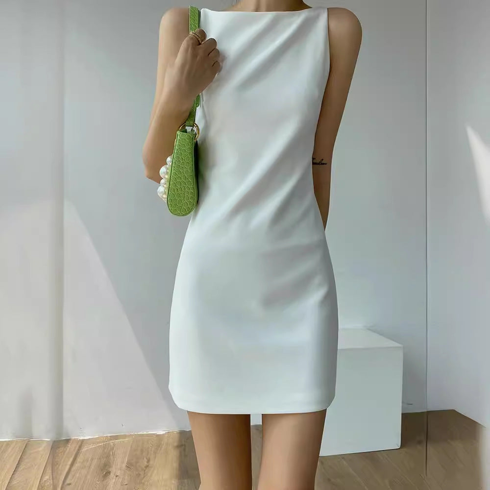 Vestido de gasa con tirantes para mujer, elegante estilo francés