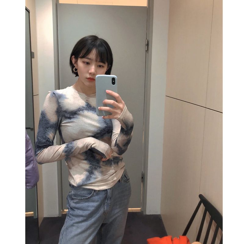 Fashion Gradient Tie Dye Bottoming Long Sleeves