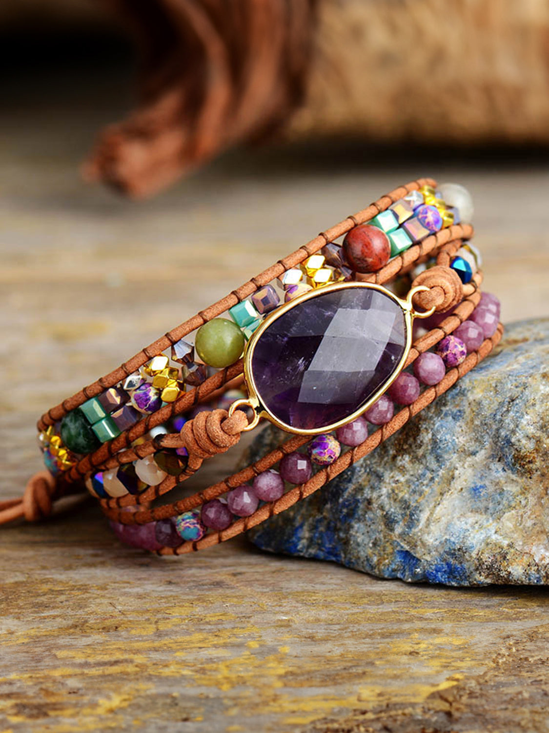 Dreischichtiges Amethyst-Armband