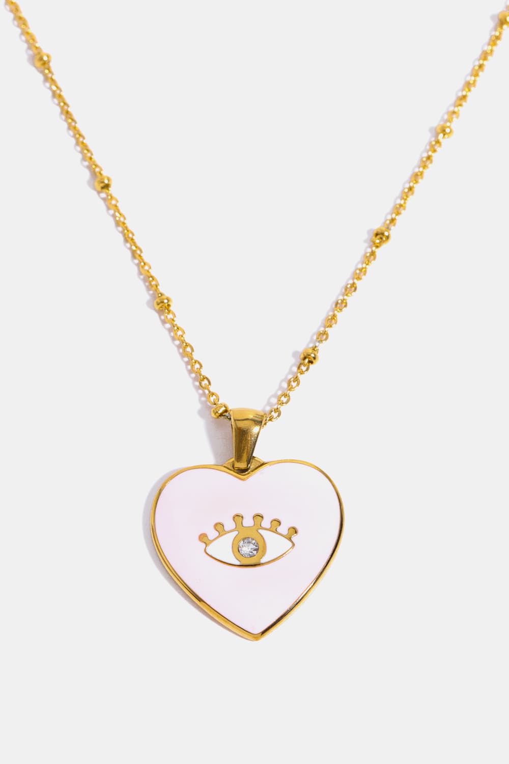 Collar con colgante chapado en oro de 18 quilates con forma de corazón y mal de ojo