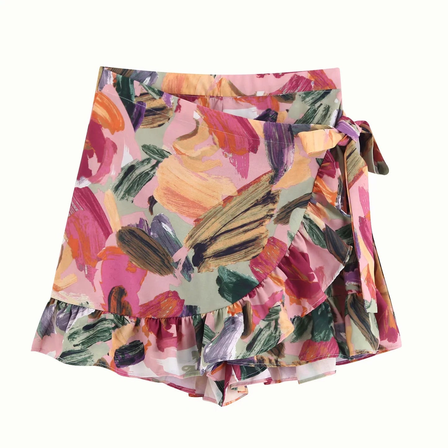 Top fino asimétrico estampado de verano para mujer.