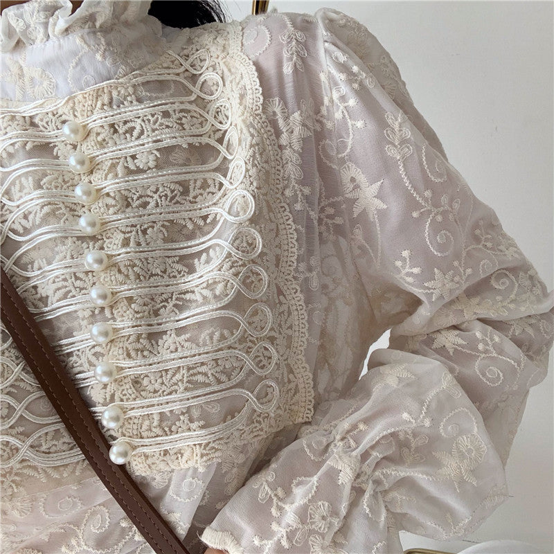 French Style Lace Shirt For Women In Spring And Autumn