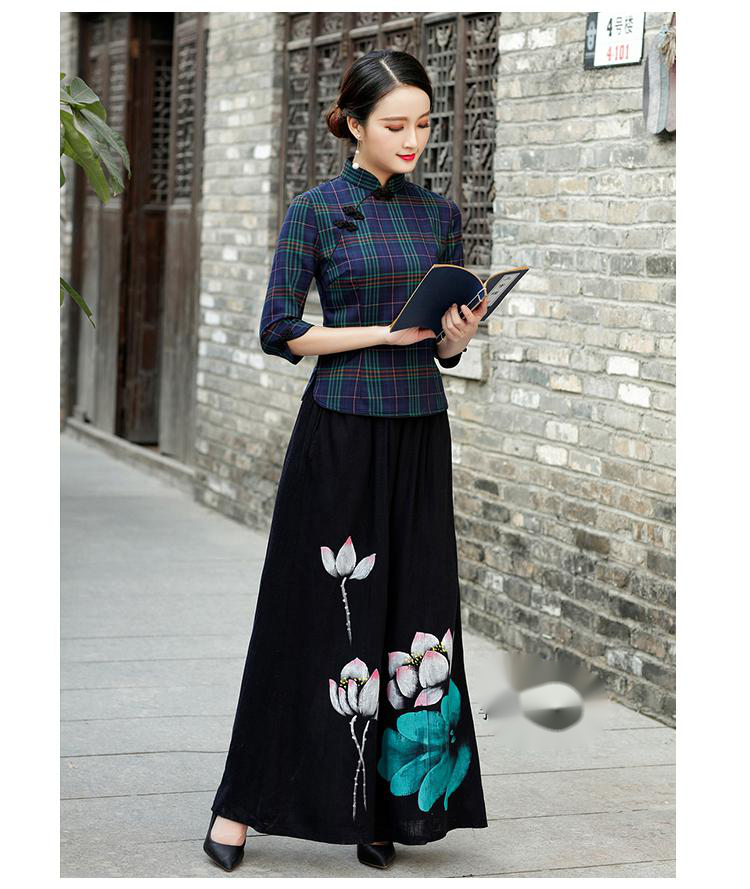 Verbesserter Gitter-Retro-Tang-Anzug im Stil der Republik China