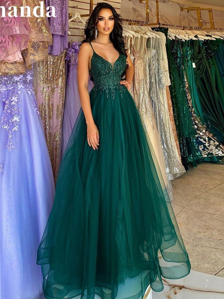 Vestido de noche para anfitriona de banquete de color verde oscuro