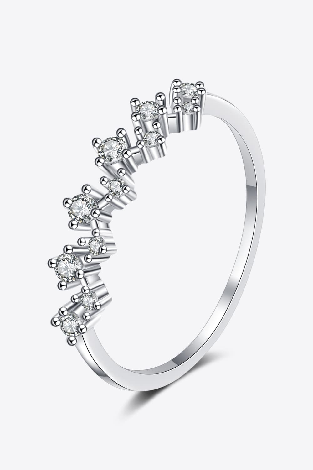 Rhodinierter Halb-Eternity-Ring mit Moissanit