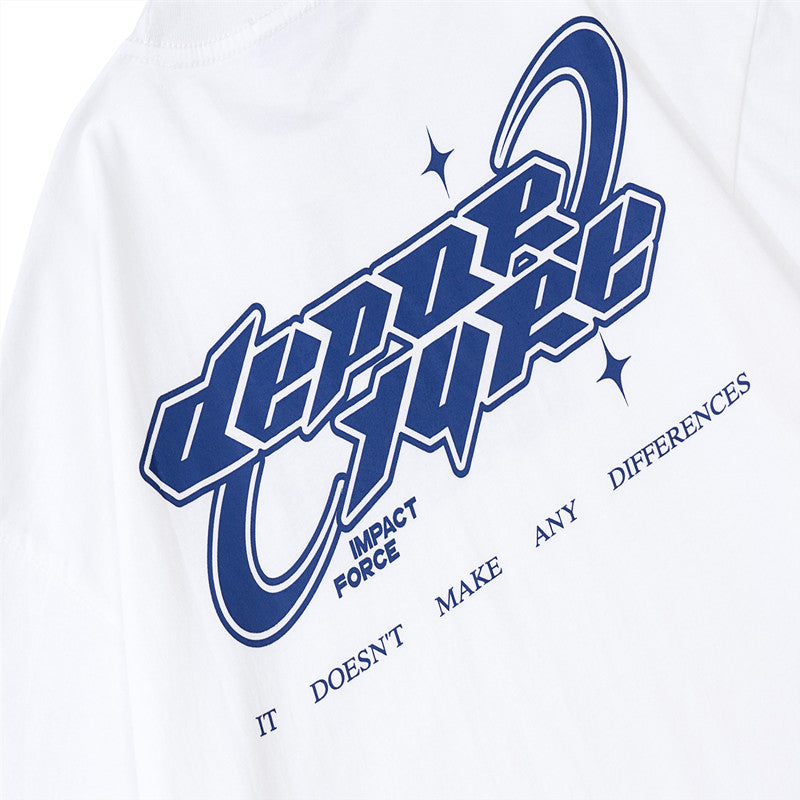 Camiseta de manga corta con estampado de letras simples de marca de moda