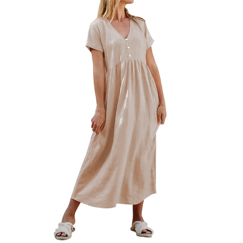 Summer Women's Solid Color Elegant Loose Dress