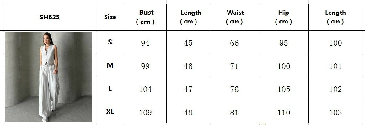 Modisches, lässiges Sommer-Set für Damen, ärmellose Weste, Schnürhose, zweiteilig