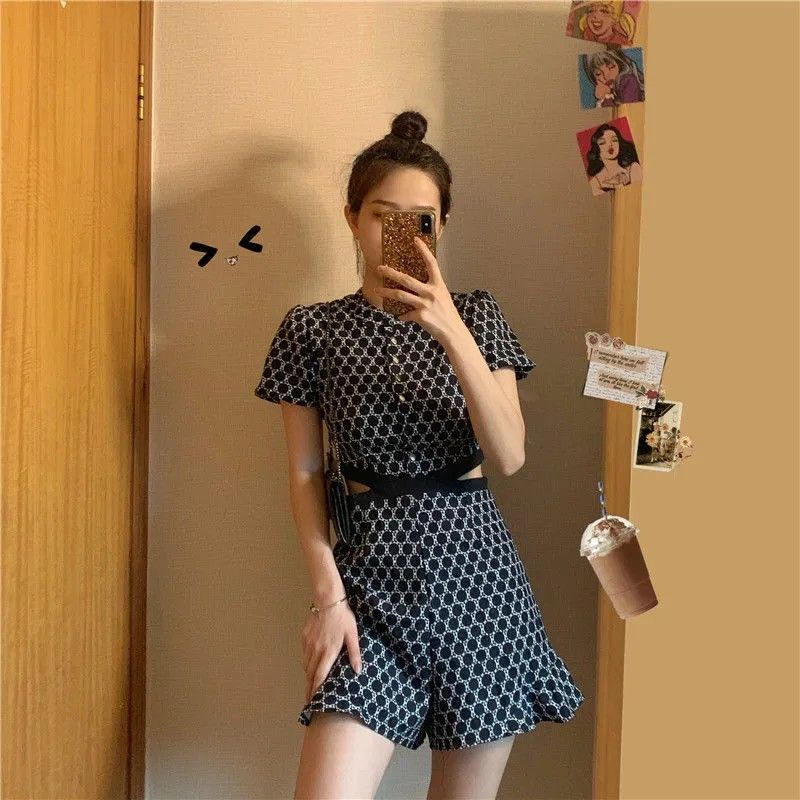 Fashionable Temperament Goddess Fan Clothes High Waist Jumpsuit