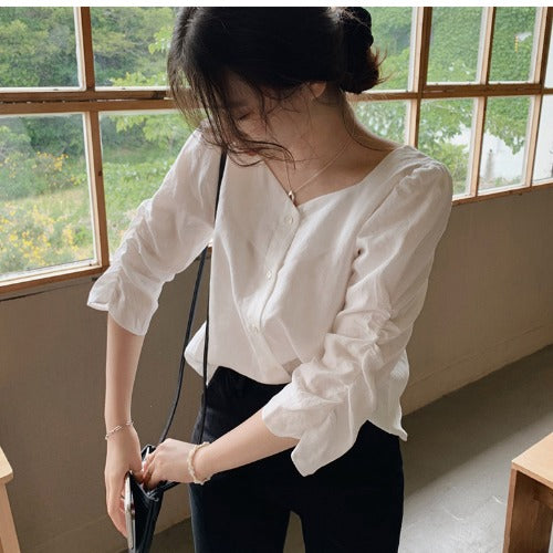 Women's three-quarter sleeves loose shirt