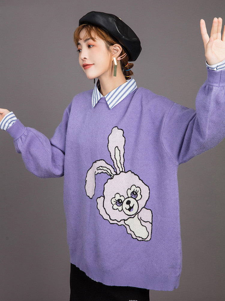 Cartoon-Jacquard-Pullover für Damen