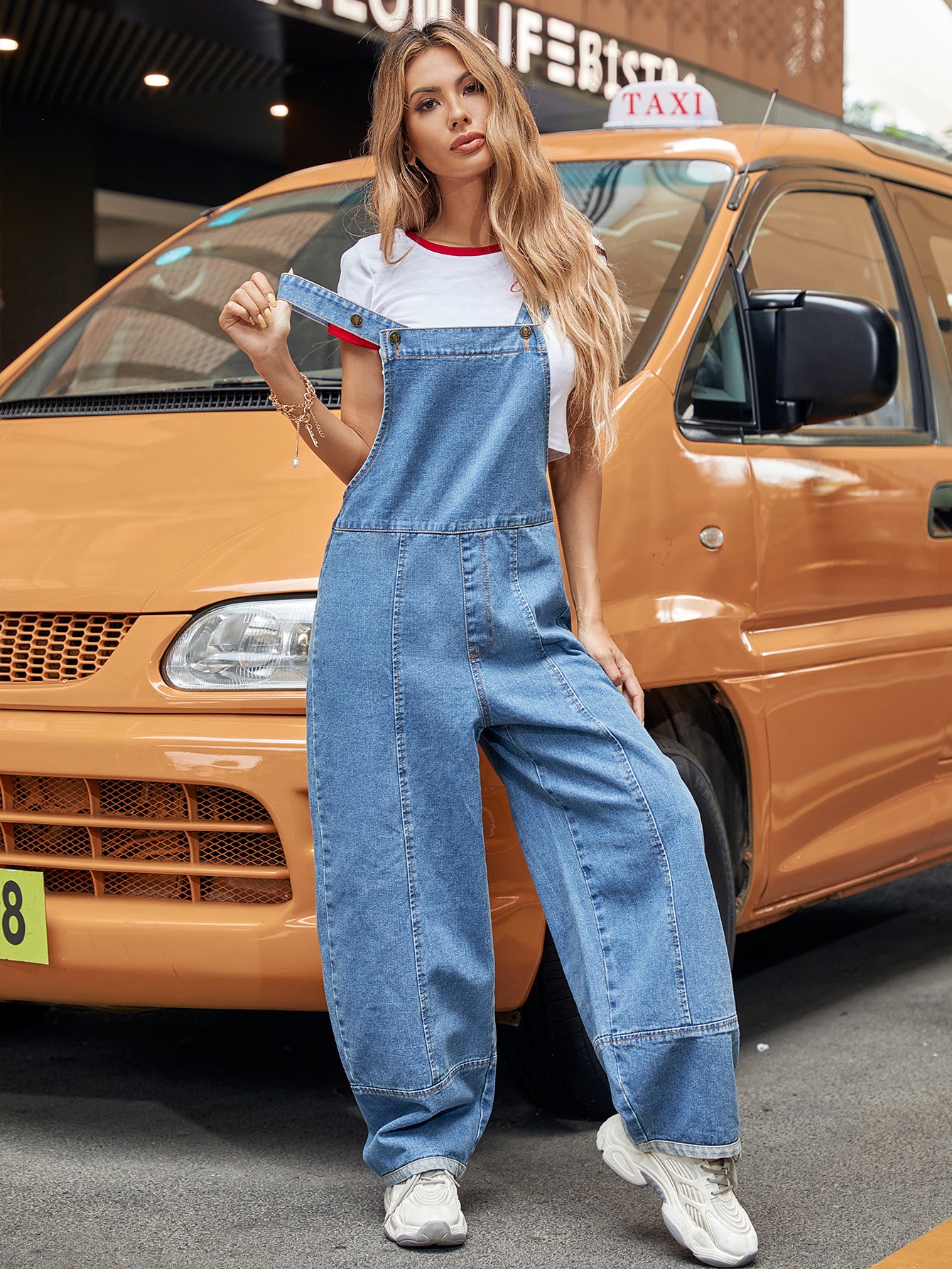 Women's Denim Casual Temperament Loose Jumpsuit In One Piece