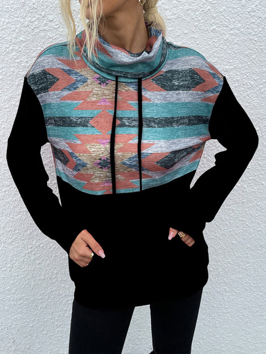 Sudadera de manga larga con cordón geométrico