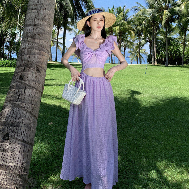 French Vacation Style Flying Sleeve Dress