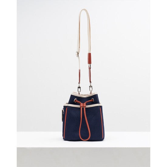 All-match Contrast Color Drawstring Closed Canvas Bag