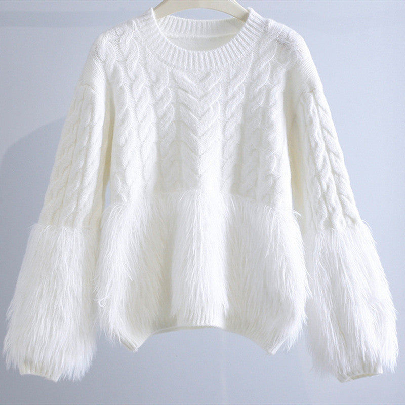 Cable-knit Sweater Women's Design Sense Loose