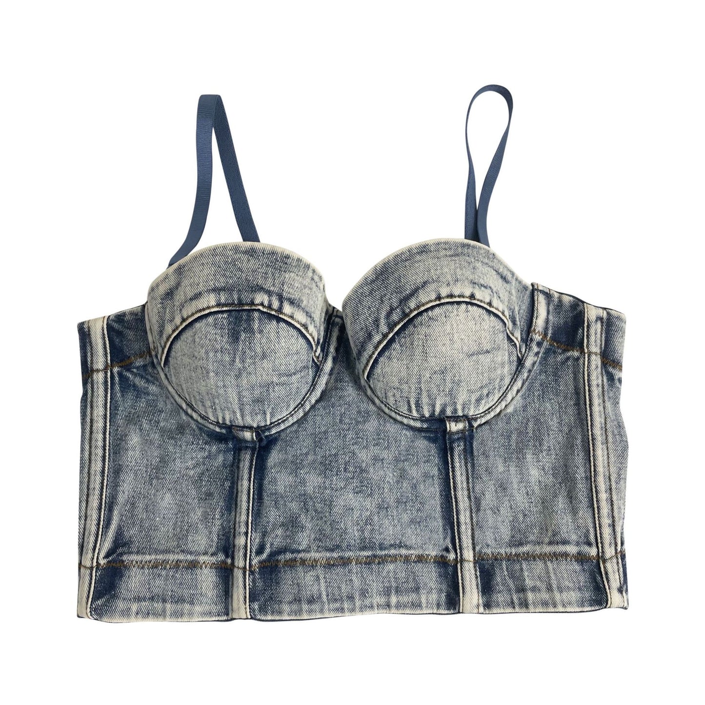 Gray Hanging Dyed American Retro Fishbone Denim Camisole