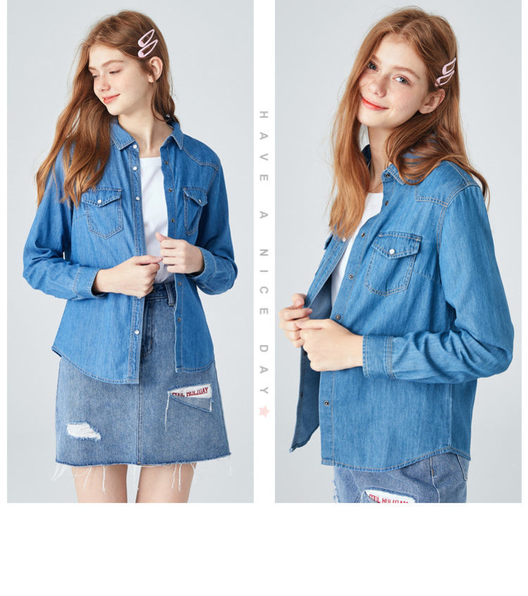 Women's long sleeve denim shirt