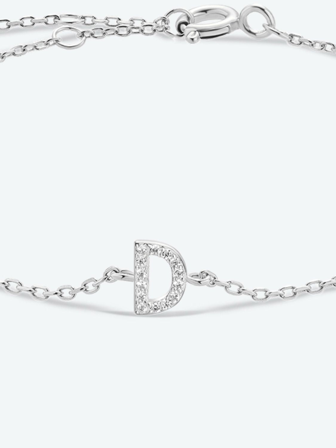 Pulsera de plata de ley 925 con circonitas de la A a la F