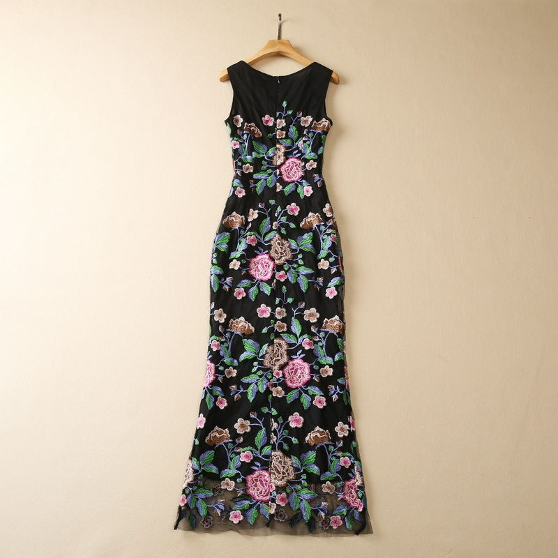 Exquisite Embroidery Floral Mesh Dress