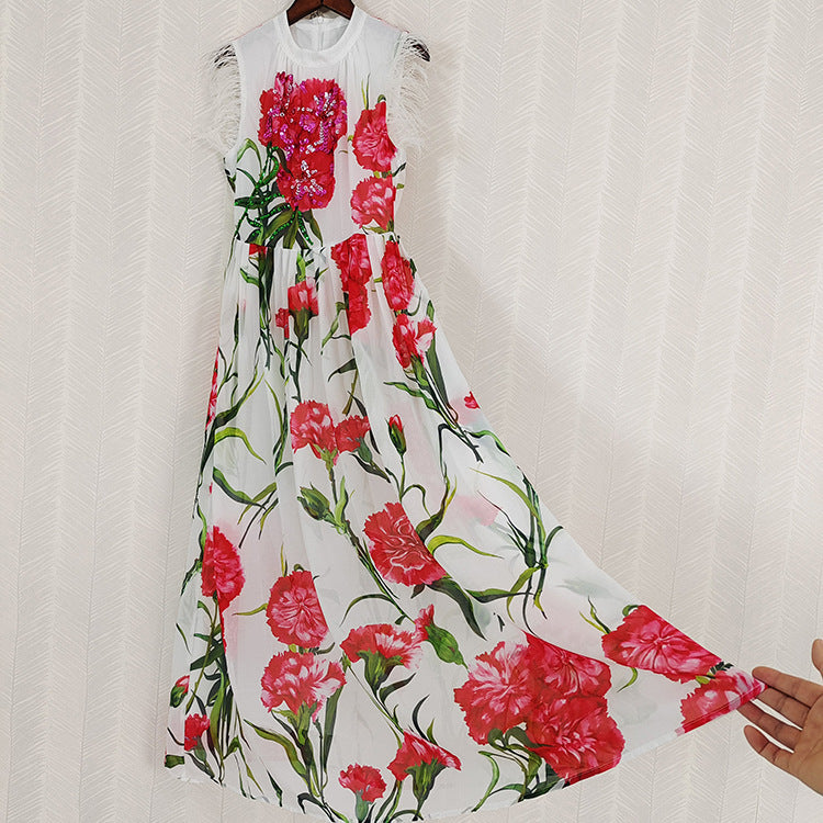 Modisches Retro Abendkleid mit Rosen