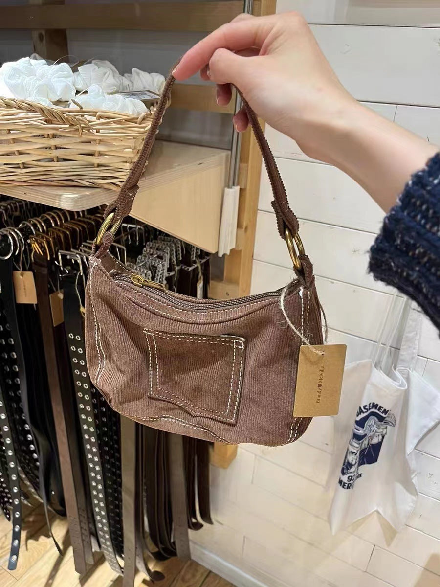 Modische, schlichte Schultertasche aus Cord für Damen