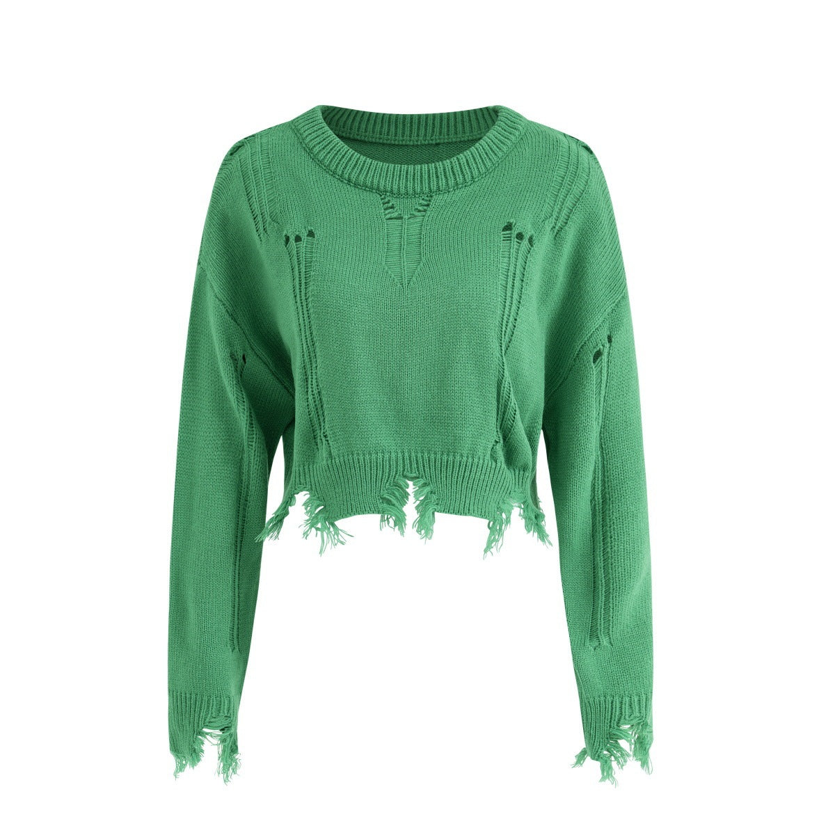 Lochschnitt Unregelmäßig Spezieller Trendy Style Kurzer Pullover