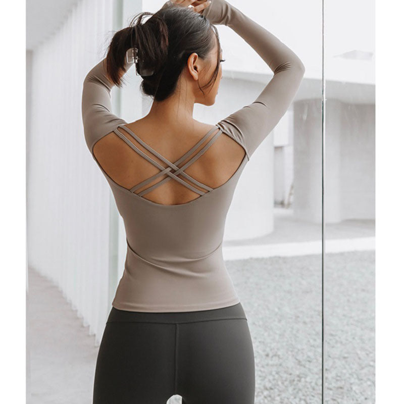 Hochwertiges, modisches, langärmliges Nylon-Yoga-Bekleidungs-Sport-Fitness-Top