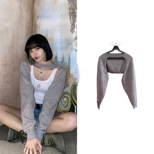 The Same Round Neck Halterneck Long-sleeved Sweater Autumn and Winter