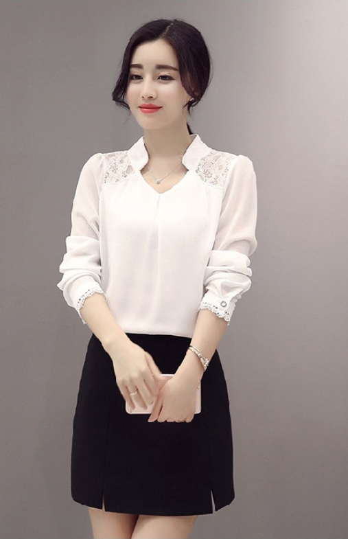 autumn new women's round neck straight single row multi-button solid color wild long-sleeved shirt