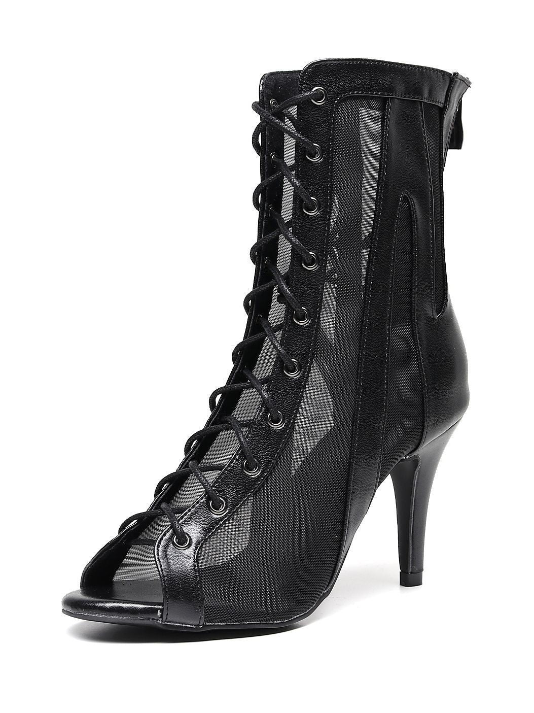 Schwarze High Heel Stiefeletten Latin Tanzschuhe